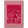 Rose Pivoine II., ružový - Martina Rötlingová / linorytová grafika 21 x 30cm
