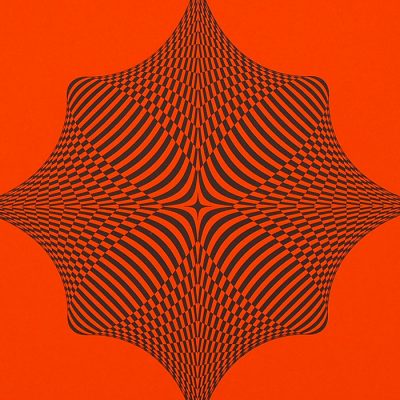 Rombus - opt art series, oranžový - David Mascha, 32 x 32 cm - Pressink / grafika