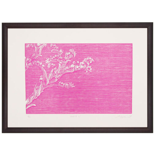 Kvety II. ružové - Martina Rötlingová linorytová grafika 30 x 42cm