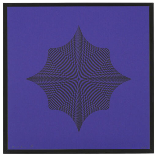Rombus - opt art series, modrý - David Mascha, 32 x 32 cm - Pressink / grafika