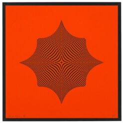 Rombus - opt art series, tehlovo oranžový - David Mascha, 32 x 32 cm - Pressink / grafika
