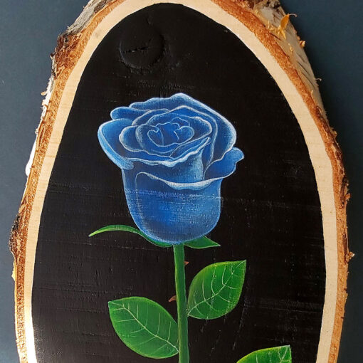 Modrá ruža - Abstraktné stavy / maľba na dreve