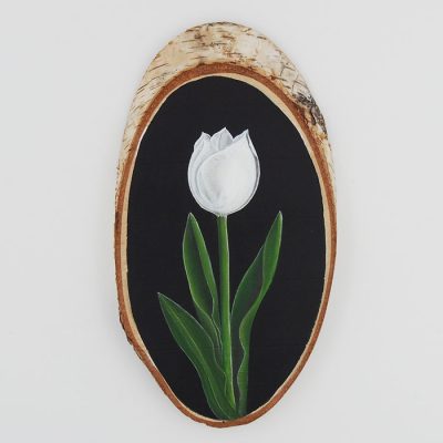 Biely tulipán - Abstraktné stavy / maľba na dreve