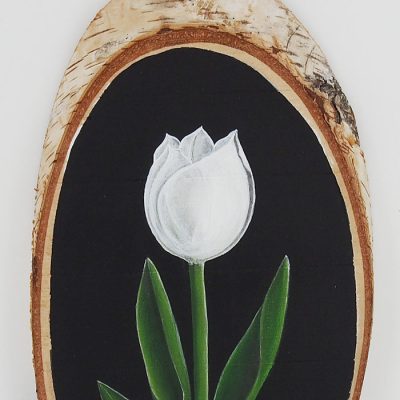 Biely tulipán - Abstraktné stavy / maľba na dreve