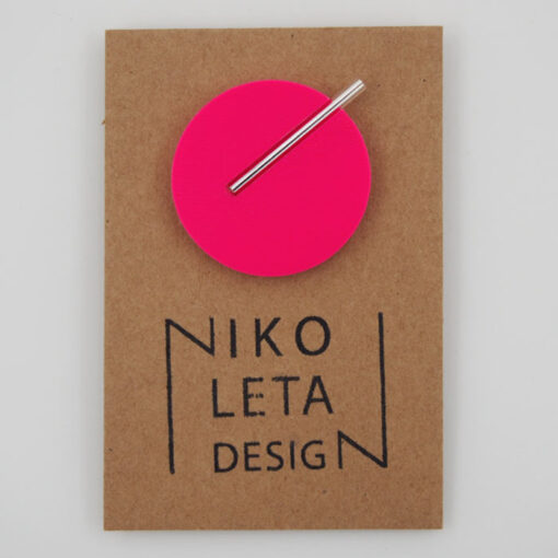 Kruh veľký, ružová - Nikoleta Design / brošňa s magnetom