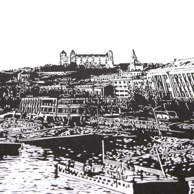 Bratislava panoráma - Tlatchene, 40 x 30 cm / linorytová grafika