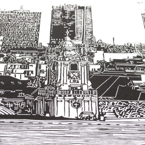 Bratislava nová panoráma - Tlatchene, 50 x 40 cm / linorytová grafika