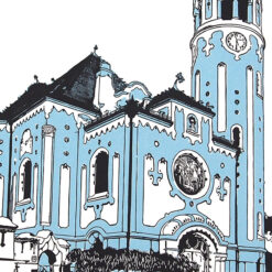 Bratislava Modrý kostolík - Tlatchene, 50 x 40 cm / linorytová grafika
