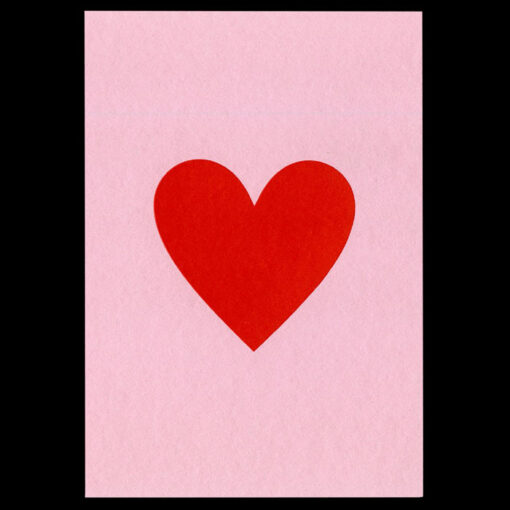 Srdce, červené na ružovom - Pressink Letterpress / pohľadnica