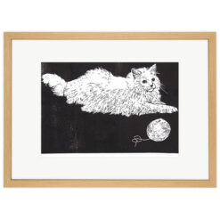 Zuzana Milánová - Biela mačka, 26x35 / linoryt grafika