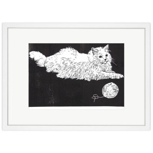 Zuzana Milánová - Biela mačka, 26x35 / linoryt grafika