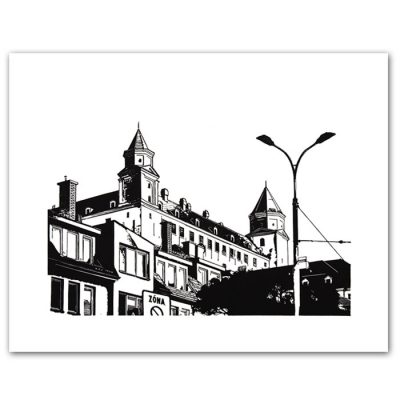 Bratislavský hrad - Tlatchene, 50 x 40 cm / linorytová grafika