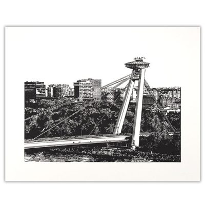 Nový most - Tlatchene, 50 x 40 cm / linorytová grafika