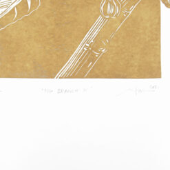 Fig branch III., zlatá - Martina Rötlingová / linorytová grafika 36 x 25 cm
