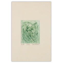 Ľalia, zelená - Marianna Žideková / hĺbkotlačová grafika 28 x 18 cm