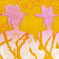 Kovbojky, oranžové, 59 x 84 cm / linorytová grafika
