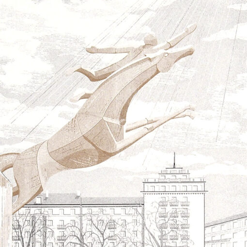 Slncový kôň na Račianskom mýte - Anton Ivánek / risografika