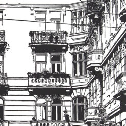Bratislavské balkóny - Tlatchene, 50 x 40 cm / linorytová grafika