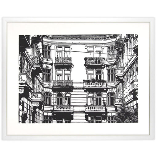 Bratislavské balkóny - Tlatchene, 50 x 40 cm / linorytová grafika