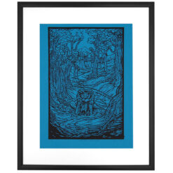 The green knight, blue – Dávid Marcin, 35x50 / linoryt grafika