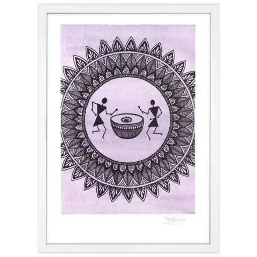 Warli mandala fusion #2 - Madhu Sain, A4 / print
