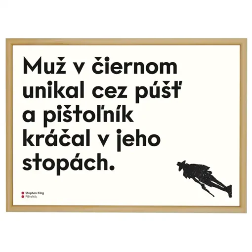 Muž v čiernom unikal cez púšť a pištoľník kráčal v jeho stopách - Poustr / letterpress grafika