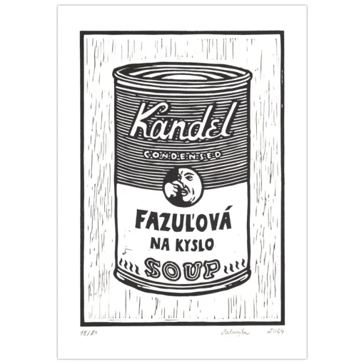 Kandel, fazuľová na kyslo - Saturejka / linorytová grafika