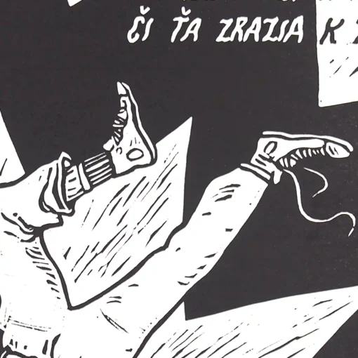Nezáleží na tom, či ťa zrazia k zemi - Saturejka / linorytová grafika