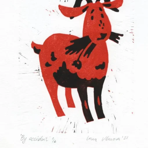 By accident - Inna Vlasova, 19x16 / linoryt grafika