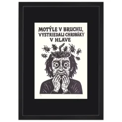 Motýle v bruchu, vystriedali chrobáky v hlave! - prcART, A4 / linorytová grafika