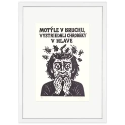 Motýle v bruchu, vystriedali chrobáky v hlave! - prcART, A4 / linorytová grafika