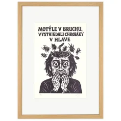 Motýle v bruchu, vystriedali chrobáky v hlave! - prcART, A4 / linorytová grafika